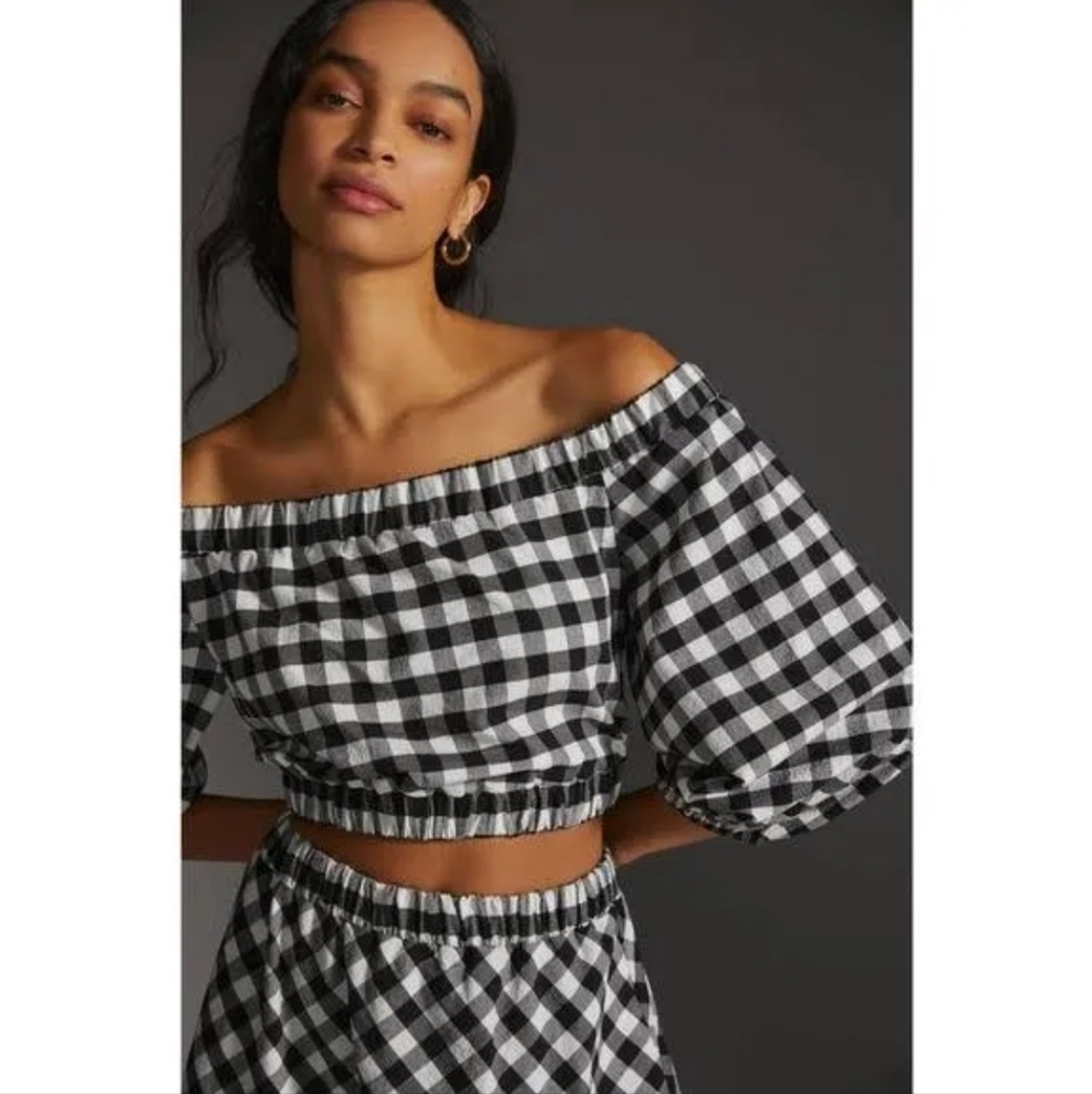 Anthropologie Maeve Gingham Crop Top